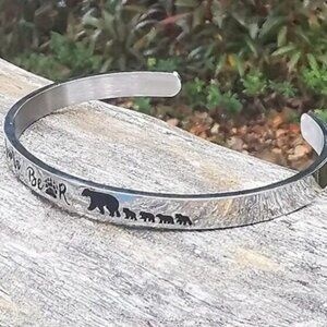 Mama Bear Stainless Steel Cuff Bracelet